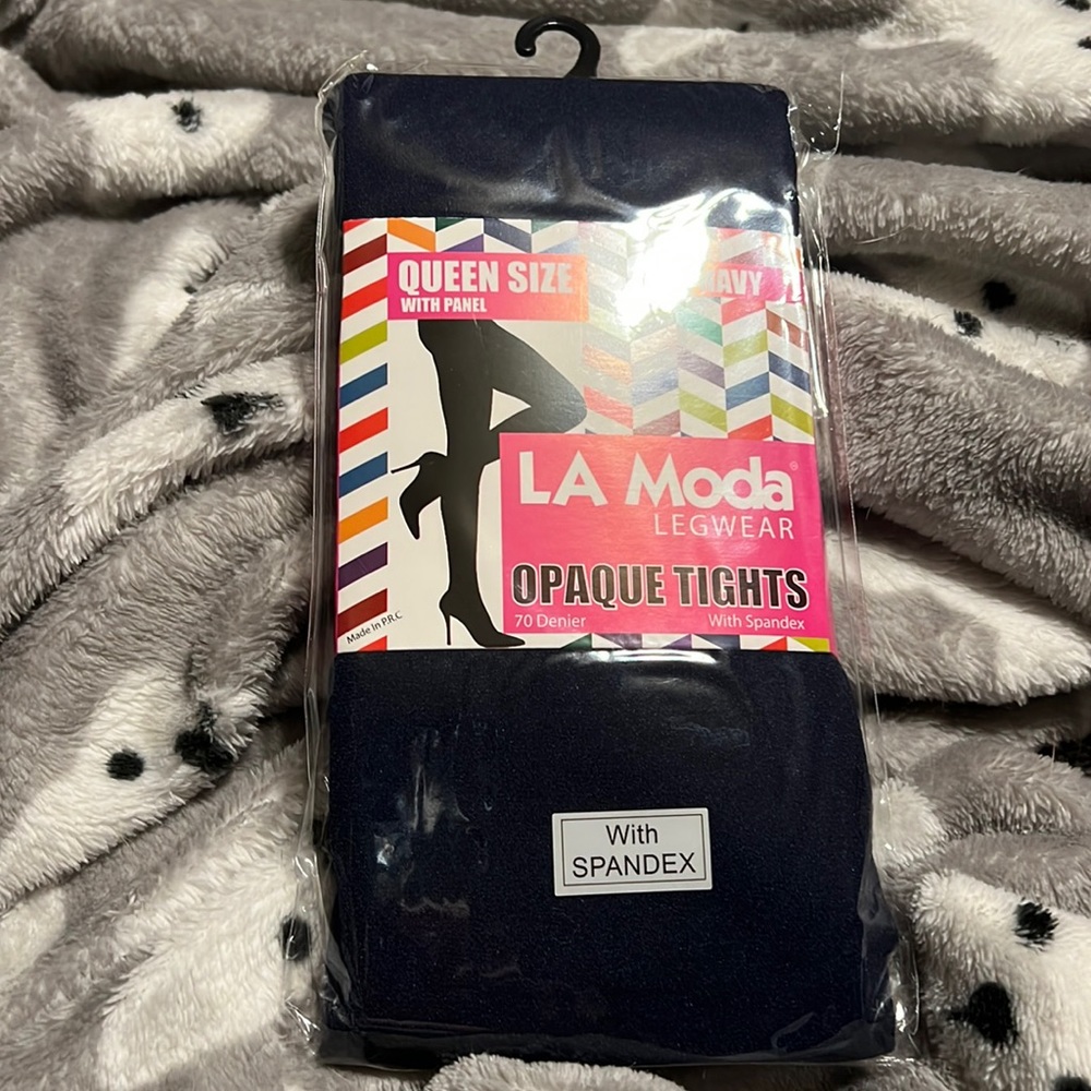 NWT LaModa Legwear Queen Size we with Panel Opaque Tights with Spandex